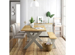 Guildford Cross Leg Extending Table  190/250cm With Bench and 4 Ladder Dining Chair