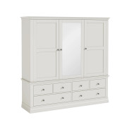 Bordeaux Cotton Triple Wardrobe with 6 Drawers