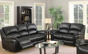 Farnham Black Leather Recliner 3+2 Seater