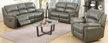 Farnham Grey Leather Recliner 3+1+1 Seater