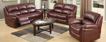 Farnham Burgundy Leather Recliner 3+1+1 Seater