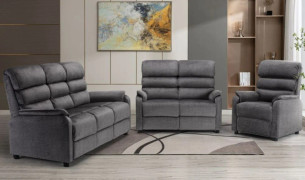 Savoy Grey Fabric 3+1+1 Seater Fixed Sofa Suite