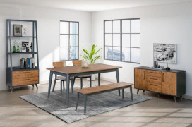 Cortina Dark Cobalt Grey Painted 180cm Dining Set - Dining Table + 4 Chairs + Bench