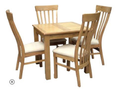 Kilmore Oak 80cm-112cm Extending Dining Table and 4 Kilmore Oak Chairs