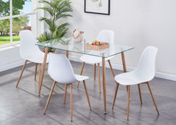 Milana Glass Dining Table and 4 Milana White Chair