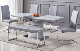 Chantelle Grey Extending Dining Set with Bench