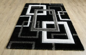 Mercury Black Grey Rug 120/170cm