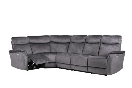 Mortimer Graphite Large Corner Group Electric Recliner - Includes Console Unit and Armless Sectional