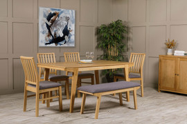 Cooper Oak Dining Set (Dining Table+4 Grey Chair+Bench)