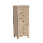 Modern Country All Oak 5 Drawer Tall Chest