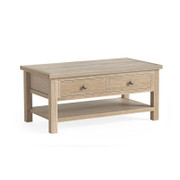 Modern Country All Oak Coffee Table with Shelf