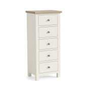 Modern Country Coconut White 5 Drawer Tall Chest