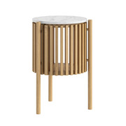 Soho Natural Oak Story Side Table With Marble Top and Door