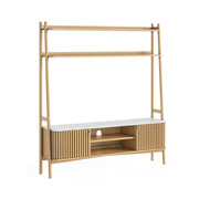 Soho Natural Oak Large Display Media Unit With Marble Top