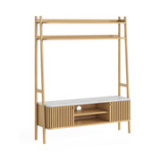 Soho Natural Oak Small Display Media Unit With Marble Top