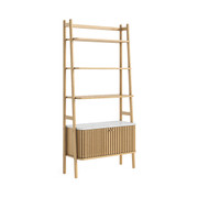 Soho Natural Oak Storage Bookcase With Marble Top