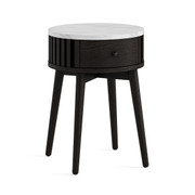 Soho Black Round Side Table With Marble Top