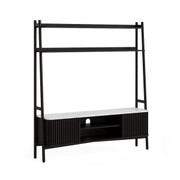 Soho Black Large Display Media Unit With Marble Top