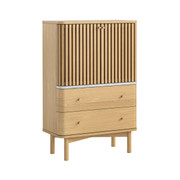 Soho Natural Oak Shoe Cabinet With Marble Top