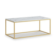 Marmora Rectangular Coffee Table - Gold Base - White Marble
