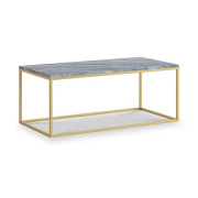 Marmora Rectangular Coffee Table - Gold Base - Grey Marble