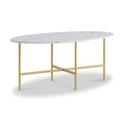Marmora Oval Coffee Table - Gold Base - White Marble