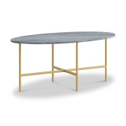 Marmora Oval Coffee Table - Gold Base - Grey Marble