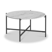 Marmora Round Coffee Table - Grey Base - White Marble