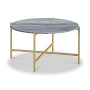 Marmora Round Coffee Table - Gold Base - Grey Marble