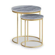 Marmora Nest Of Table - Gold Base - Grey Marble