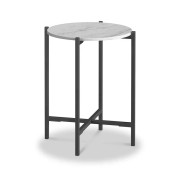 Marmora Side Table - Grey Base - White Marble