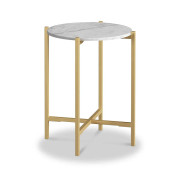 Marmora Side Table - Gold Base - White Marble