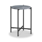 Marmora Side Table - Grey Base - Grey Marble