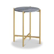 Marmora Side Table - Gold Base - Grey Marble