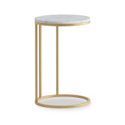 Marmora C Side Table - Gold Base - White Marble