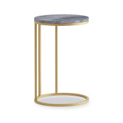 Marmora C Side Table - Gold Base - Grey Marble