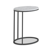 Marmora Oval C Side Table - Grey Base - White Marble