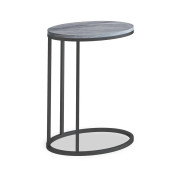 Marmora Oval C Side Table - Grey Base - Grey Marble