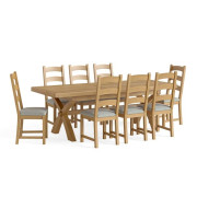 Normandy Cross Leg Extending Dining Table With 8 Normandy Dining Chair