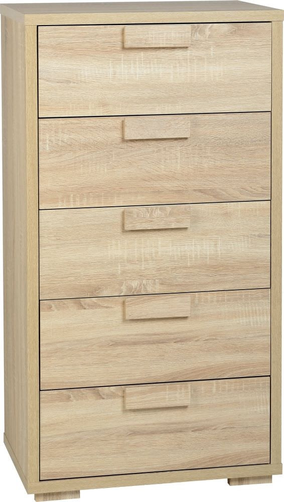 Cambourne 5 Drawer Chest Sonoma Oak Effect Veneer Ideal Furniture