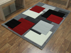 Tempo Squares Collection Rug-Black/Red (80x150cm)