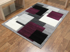 Tempo Squares Collection Rug-Black/Purple (80x150cm)