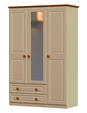 Annagh Ivory 3 Door 2 Drawer 1 Mirror Wardrobe Ideal Furniture