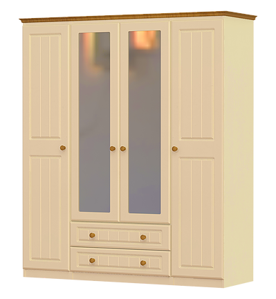 Erris 4 Door 2 Drawer 2 Mirror Wardrobe Ideal Furniture
