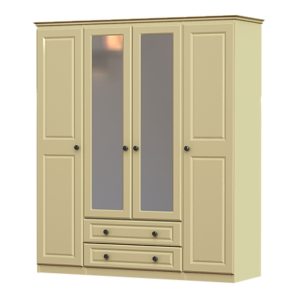 Liffey 4 Door 2 Drawer 2 Mirror Wardrobe Ideal Furniture