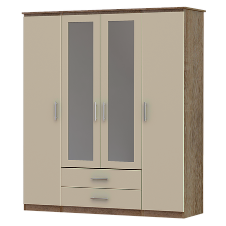 Iona 4 Door 2 Drawer 2 Mirror Wardrobe Ideal Furniture