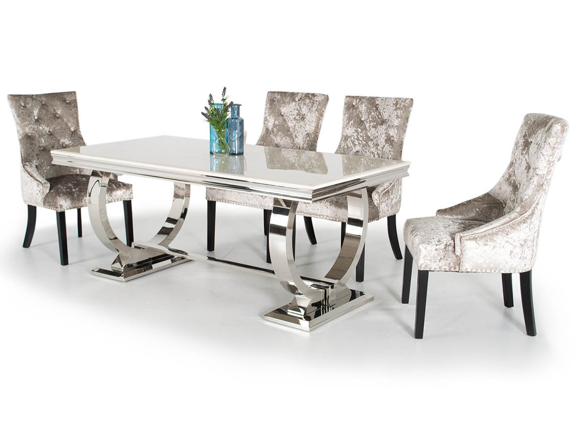 Arianna 180cm Dining Table 6 Eden Knockerback Chairs Mink
