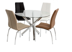Kansas Glass Round Dining Table 4 Kansas Dining Chairs Ideal