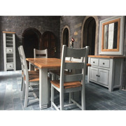 Danube French Grey Large Extention Dining Set Table + 6 Chairs

Danube French Grey Dining Set  L180cm(230cm) X W100cm X H79cm  extending 6 Seater French Grey Oak Dining set comes complete with the Danube solid oak table and six matching Danube dining chairs. As part of the Danube French Grey furniture range, this dining set features oak construction with a fantastic weathered effect and Classic French grey colour making it perfect for most modern or traditional dining room