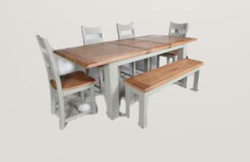 Danube French Grey Dining Set Table + 4 Chairs + Bench